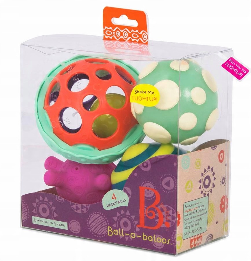 

Ball-a-Baloos 4 piłki sensoryczne B.Toys 6 m-cy+