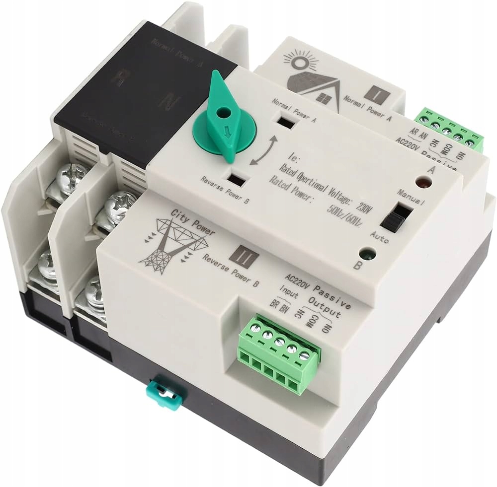Automatyczny Przełącznik Zasilania Ats 63A 2P Fotowoltaika Pv Sieć 1-FAZ