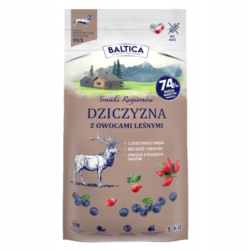 Levně Baltica Adult Zvěřina s lesními plody Xs/s 3 kg Suché Krmivo pro psy