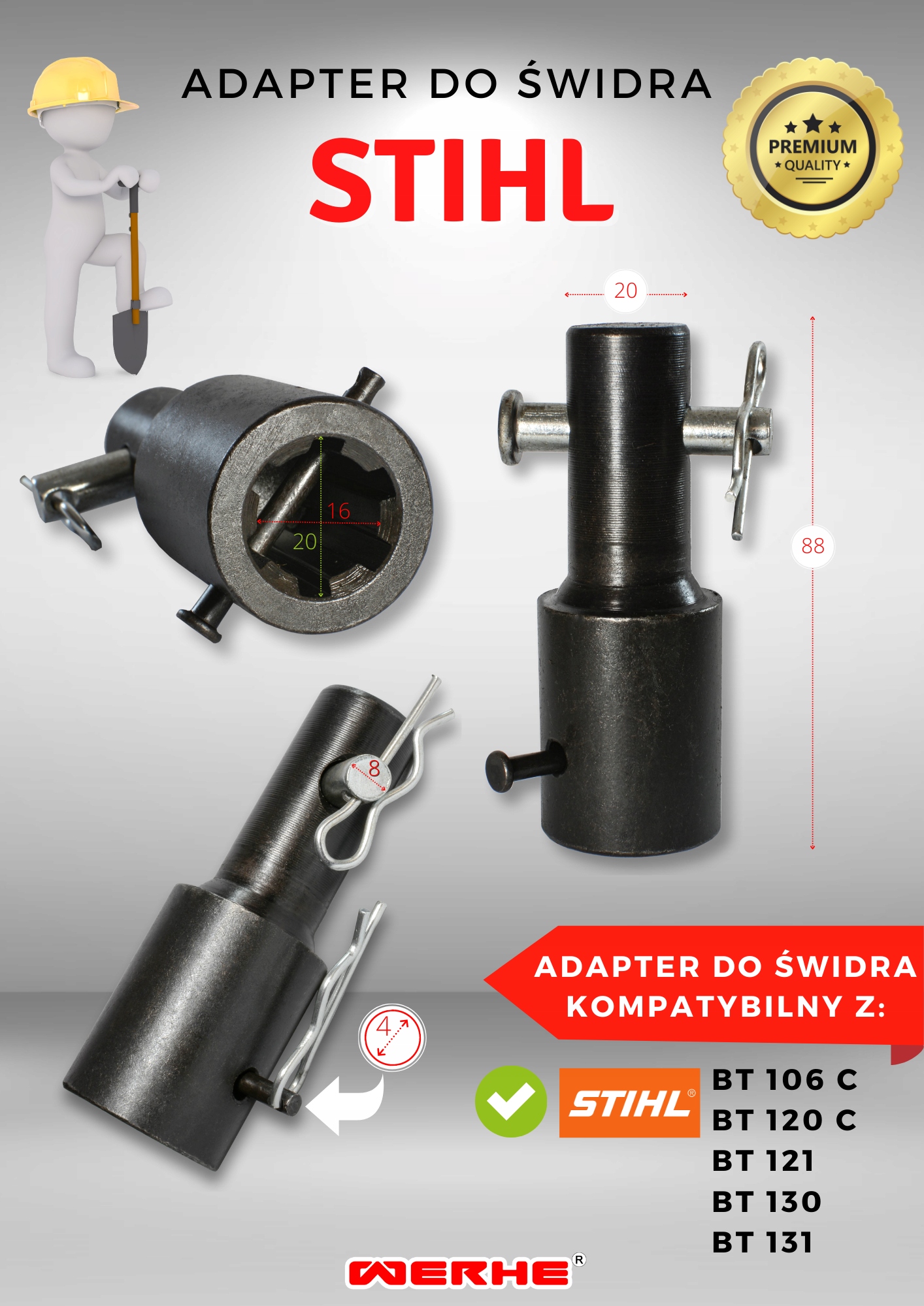 Świder Wiertło do Gleby 80H mm Adapter Stihl Seria 80H Stihl