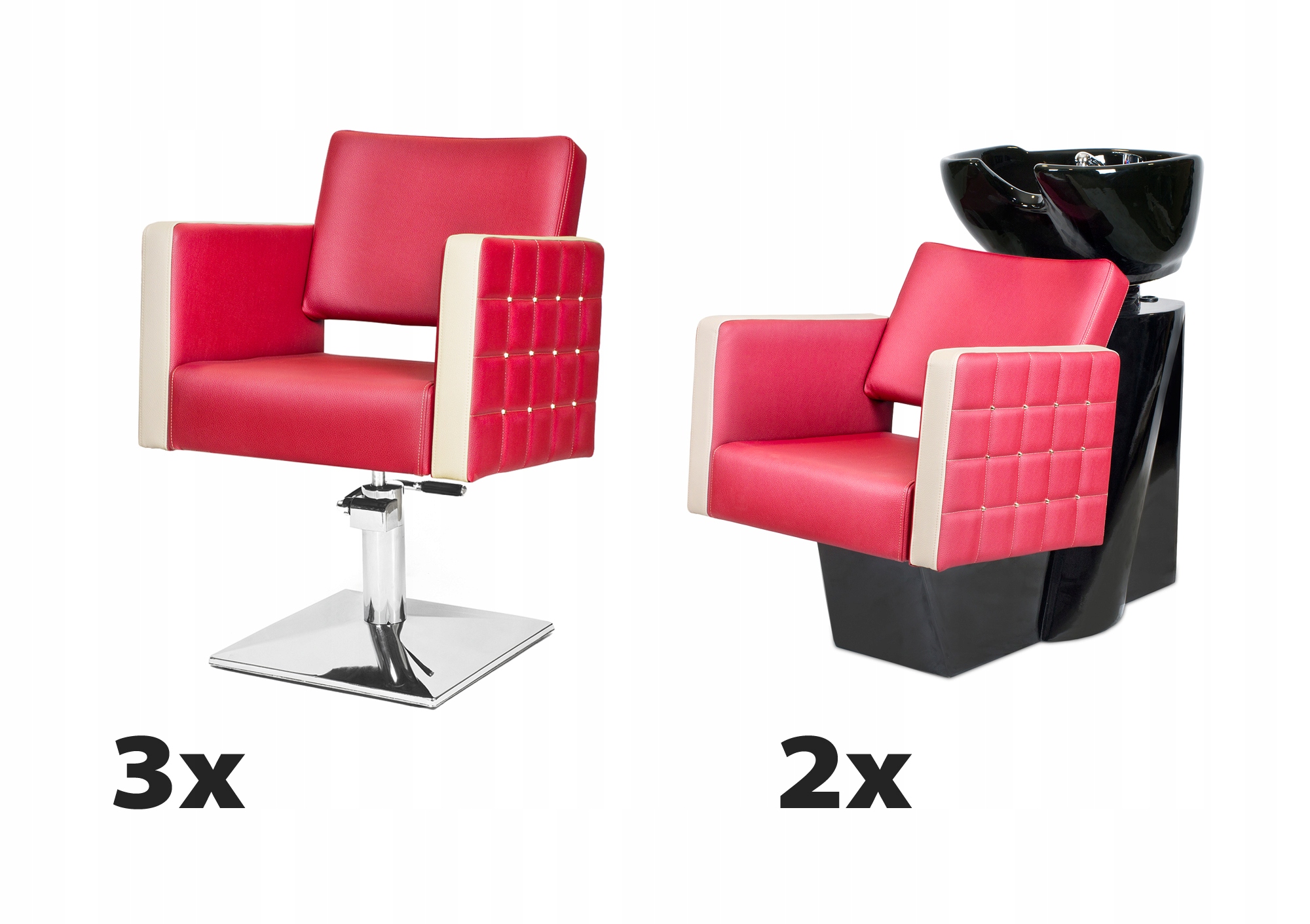 3 x Kadeřnické křeslo +2 Kadeřnická myčka Glam