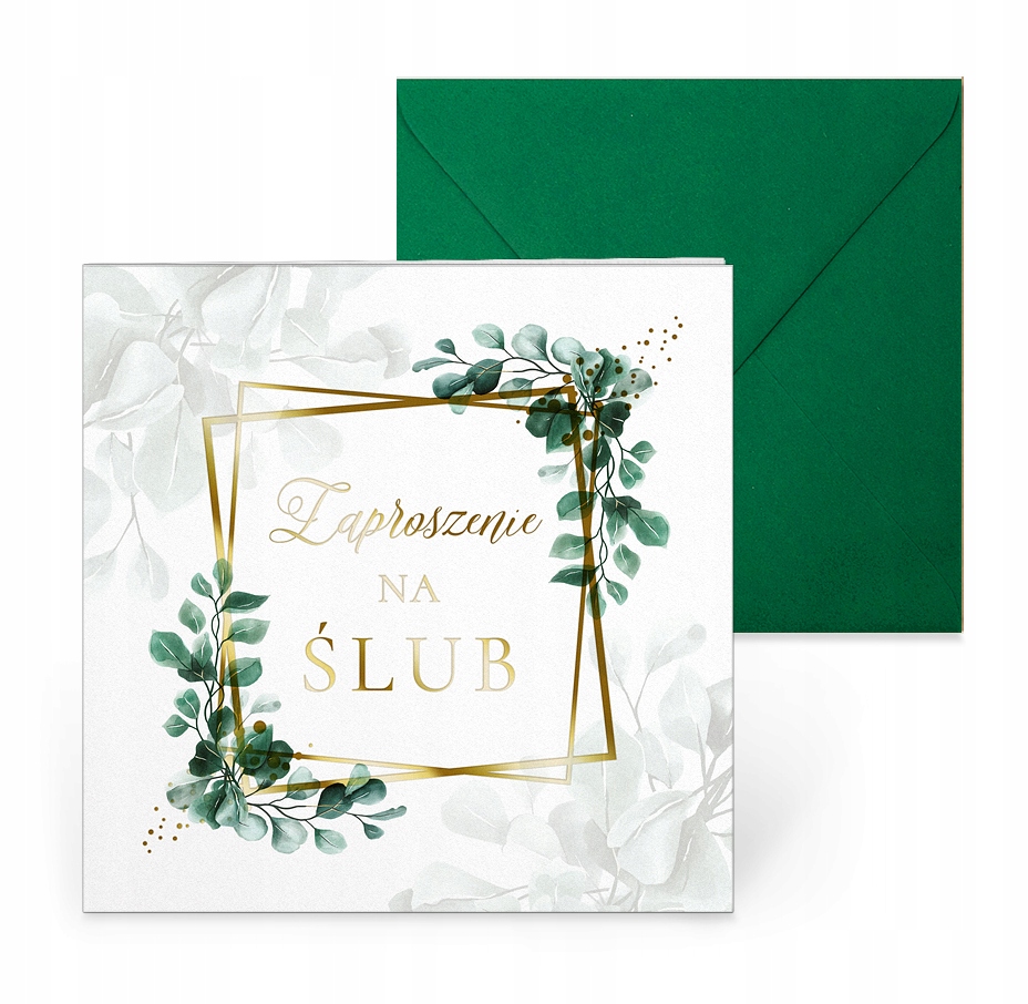 ZAPROSZENIA ŚLUBNE ZŁOCONE GOTOWE- 3 SZT + KOPERTY Marka inny