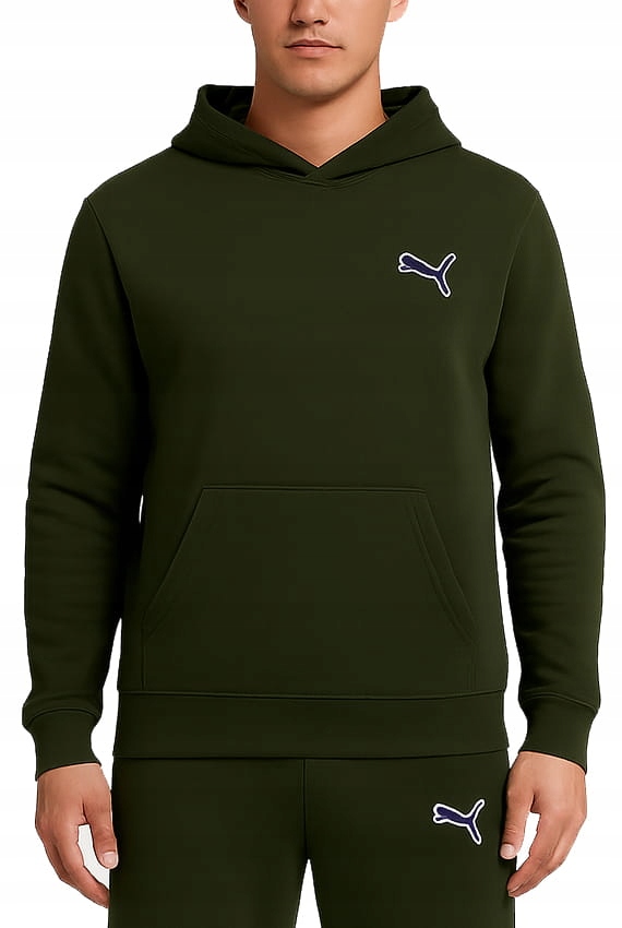 Puma Better pánská mikina s kapucí bavlněná tepláková zelená kaki M
