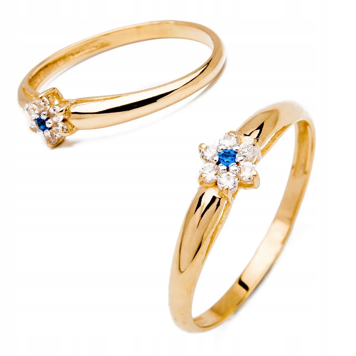 Zlatý prstýnek 585, květ zirkony