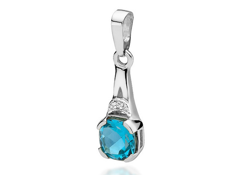 Zlatý přívěsek 585 elegantní s diamantovým topazem a briliantem na řetízek