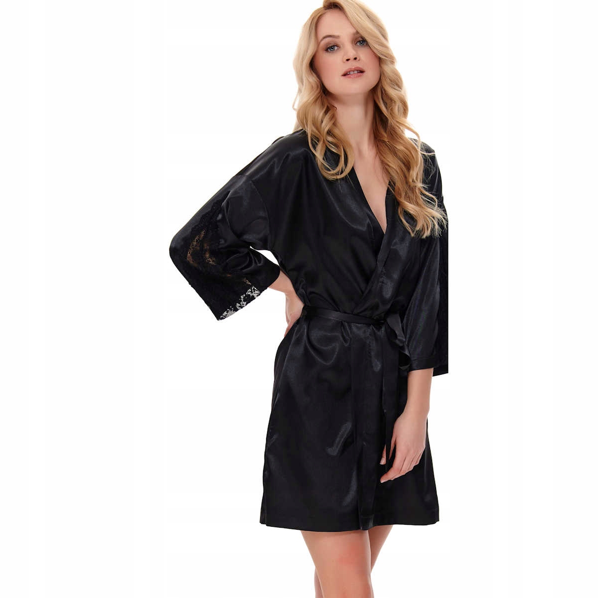 Saténový exkluzivní župan s krajkou XL 9601 Bl