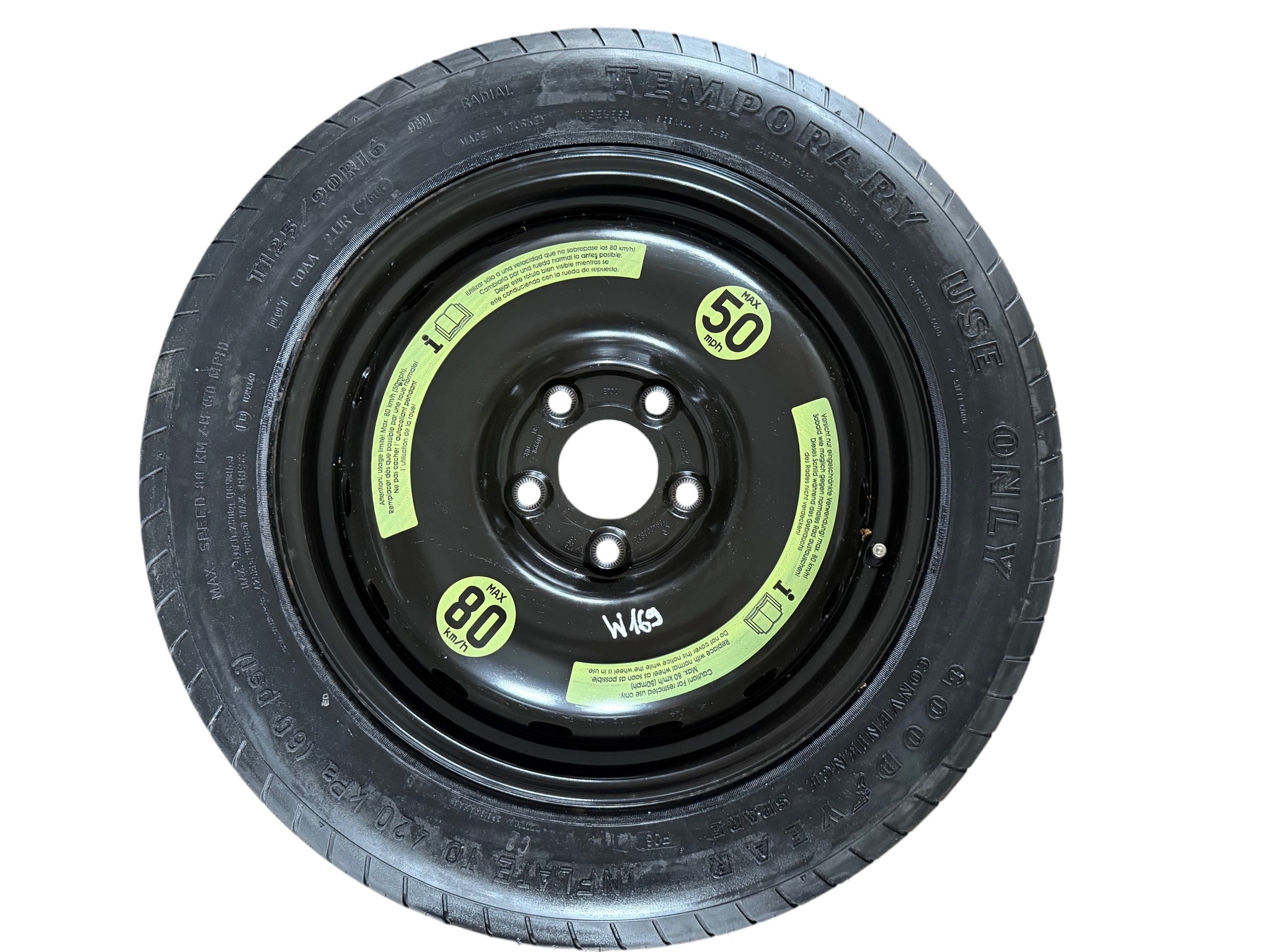 roue roue de secours MERCEDES W169 R16 5x112