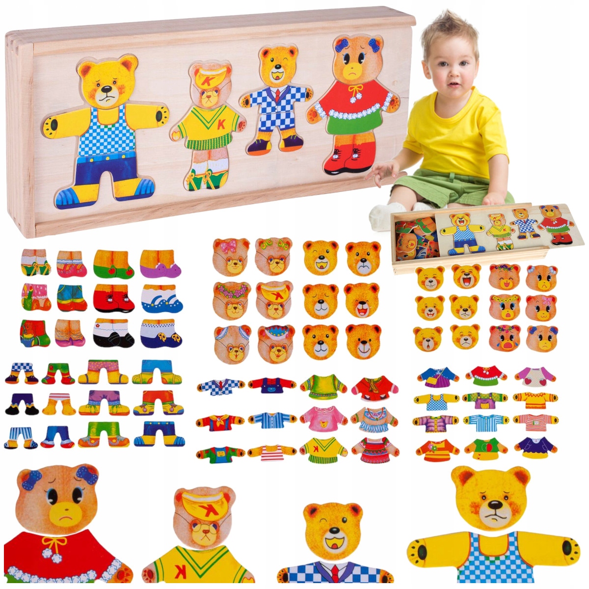 

Montessori Układanka Edukacyjna Drewniana Puzzle