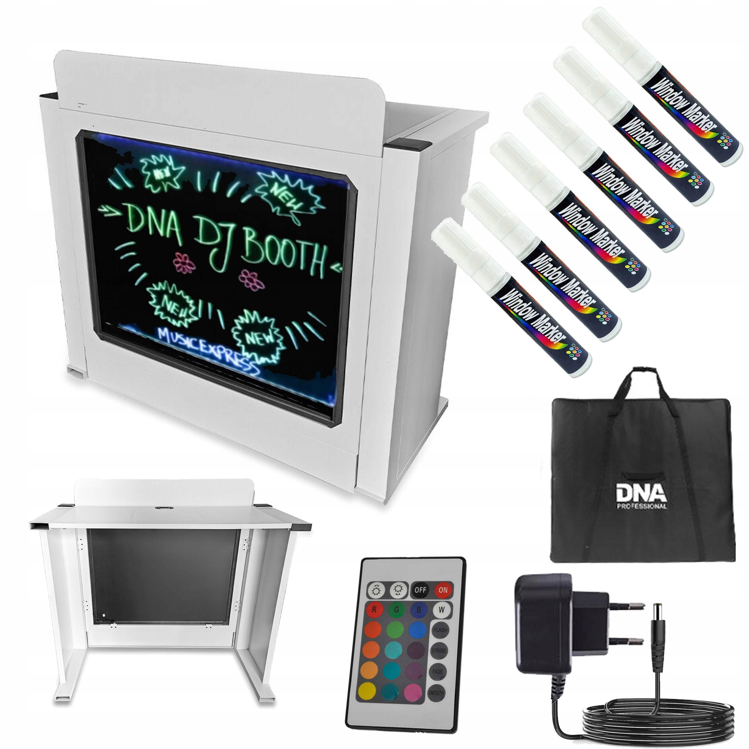 Stůl stanoviště Dj Wh podsvícená Led tabule Rgb dálkové ovládání pera taška