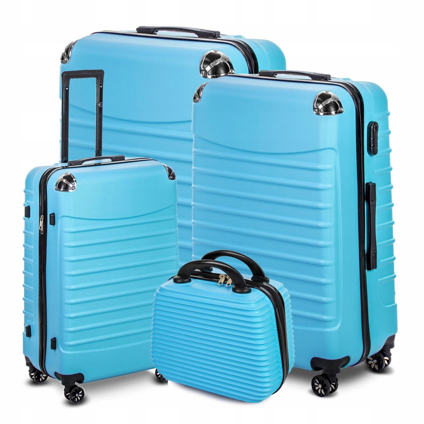 Sada cestovních kufrů 4v1 na kolečkách, velká, střední, malá kosmetická taška