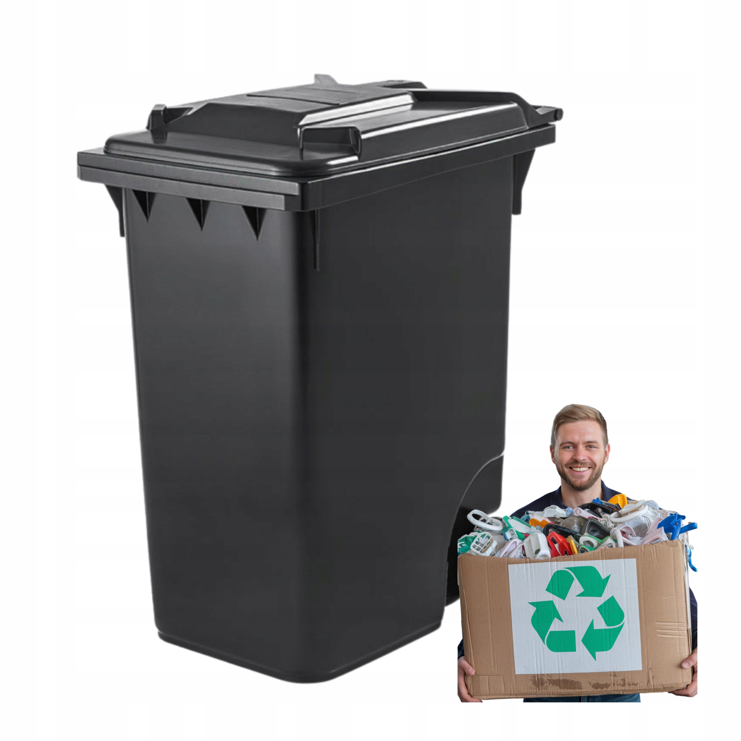 Pojemnik na odpady Zmieszane Kosz na śmieci 360l Czarny mobilny Koła Weber