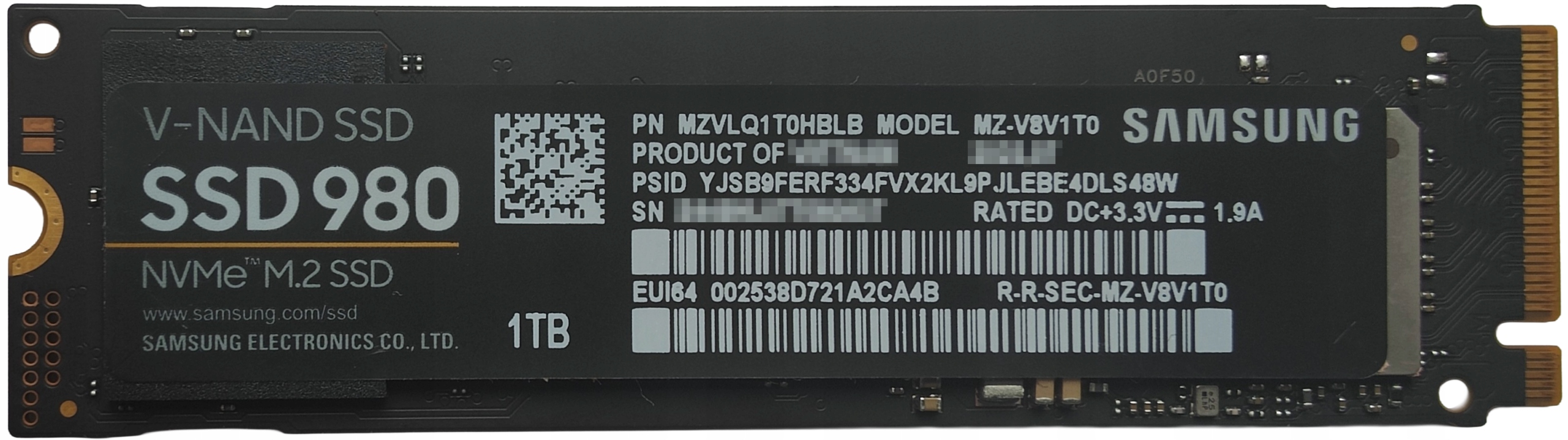 M.2 PCIe Ssd disk Samsung 1TB 980 (MZ-V8V1T0) 3500/3000MB/s