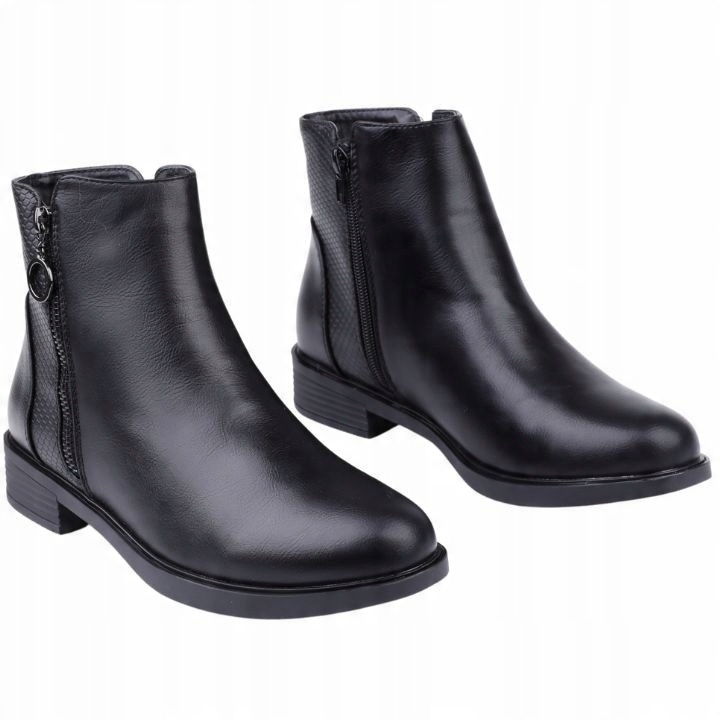 

Botki damskie sztyblety czarne na obcasie 3 cm