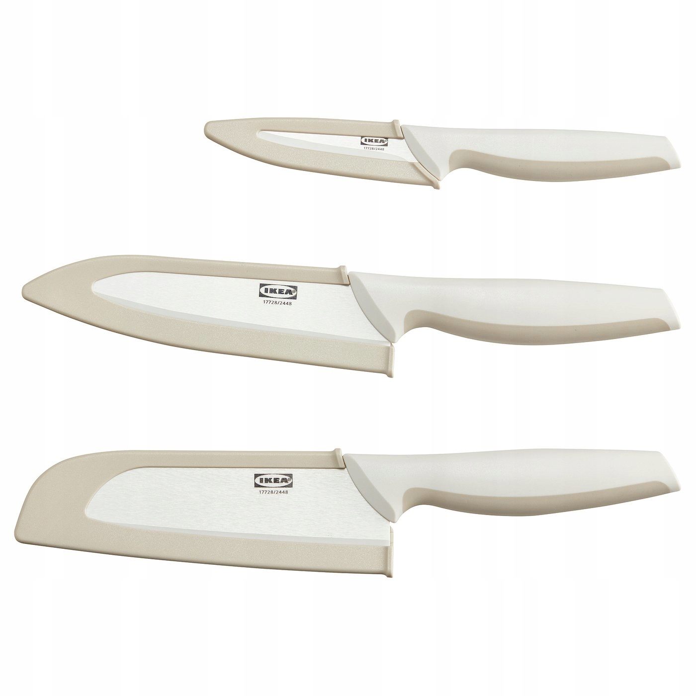 Sada 3 keramických nožů bílá béžová