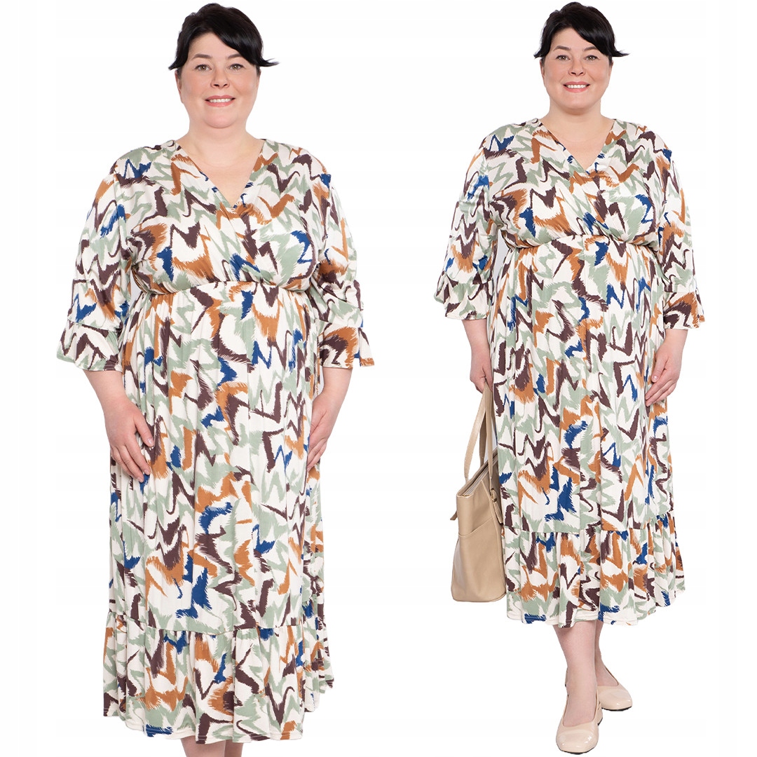 Šaty hnědozelené vzory 58/60