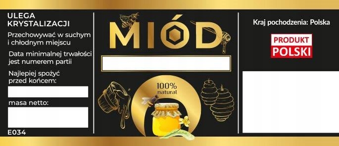 

Etykiety na miód uniwersalne czarne 100 szt