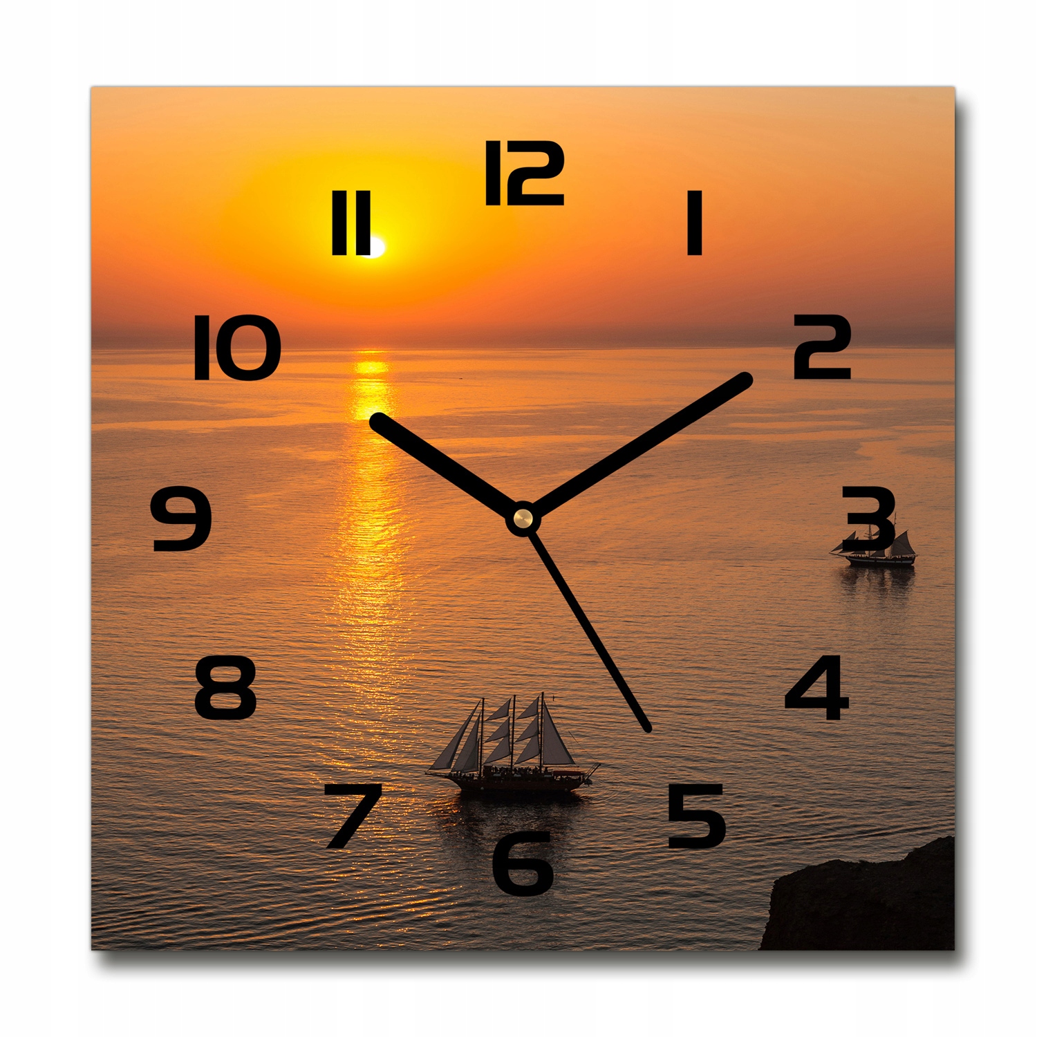 

Zegar szklany na ścianę Zachód słońca morze 30x30