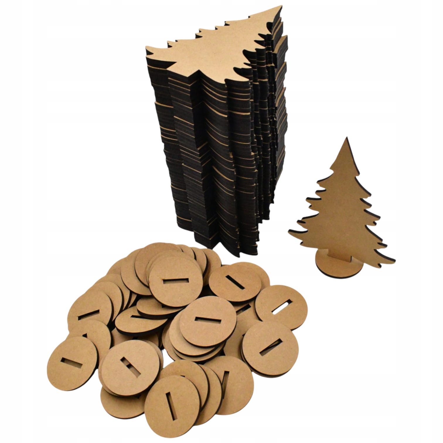 Dřevěný Vánoční Stromek Mdf na podstavci 50 Ks 18cm Diy ozdoba na Vánoce