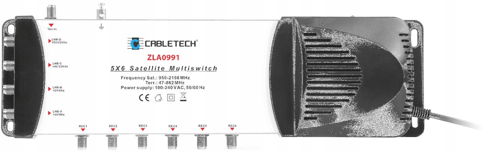 Multiswitch końcowy 5/6 aktywny z zasilaczem do 6 niezależnych dekoderów