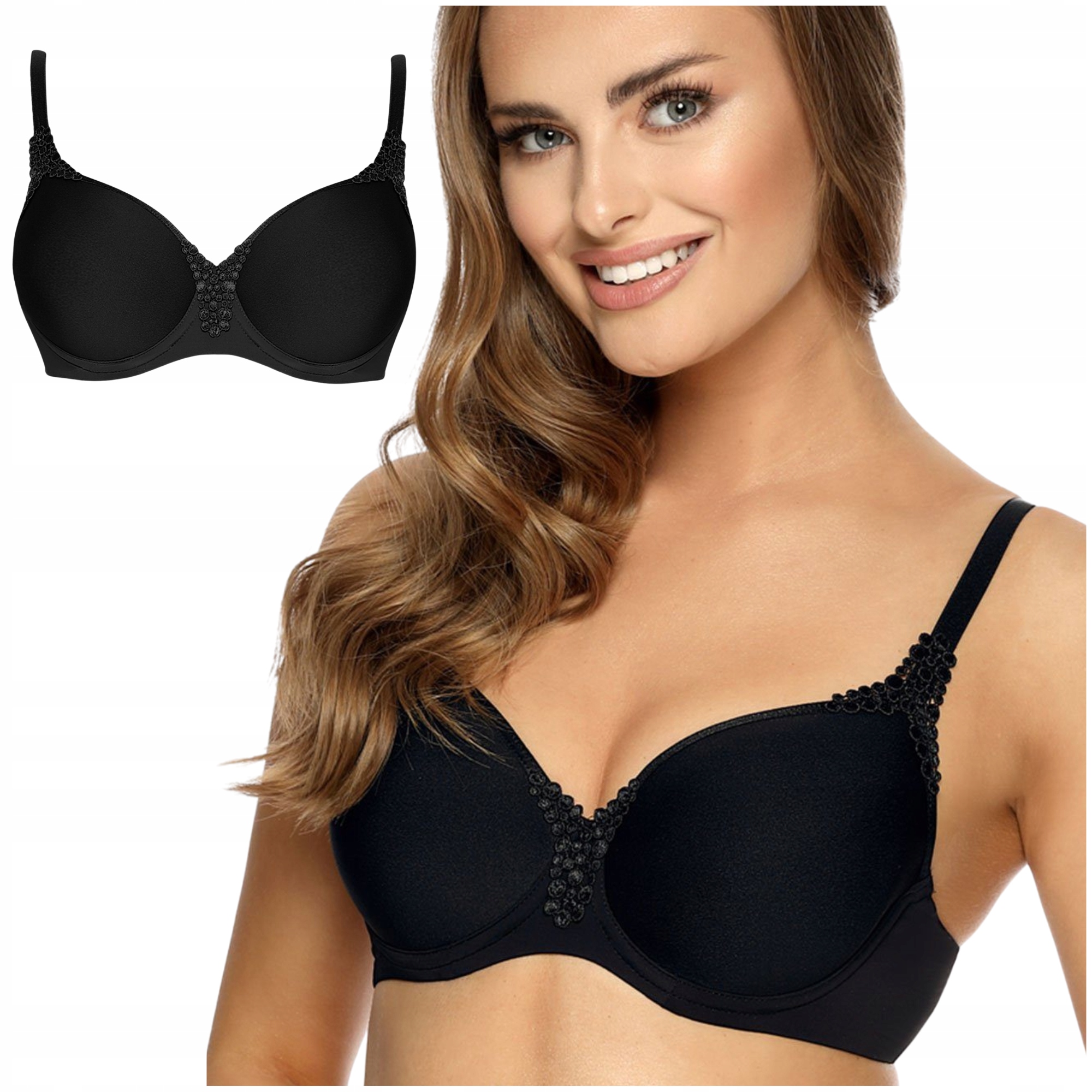 Podprsenka hladká pro každodenní nošení, vyztužená, černá Viania Carola 70F