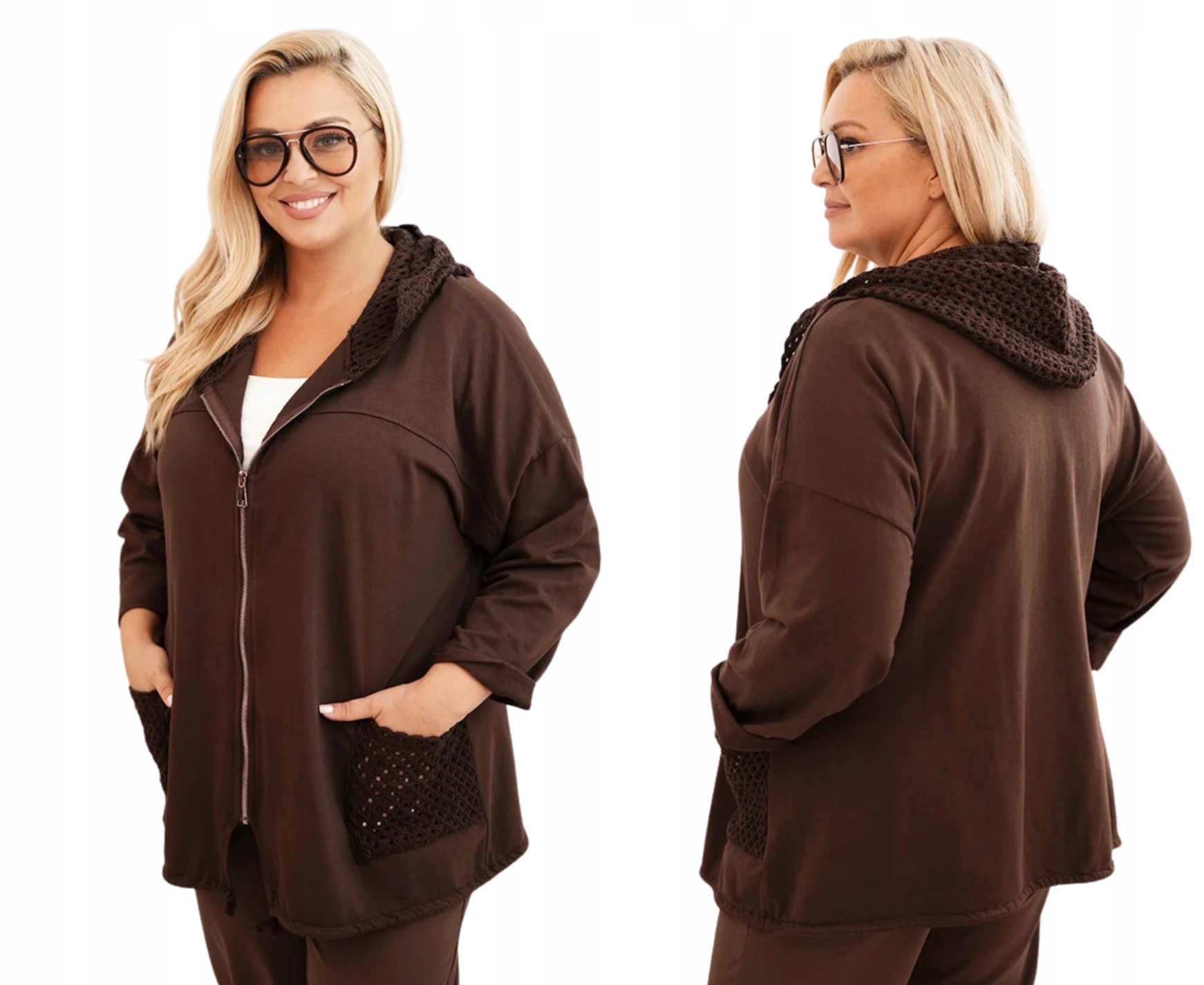 Dámská bavlněná oversize Mikina s dlouhým rukávem, hnědá