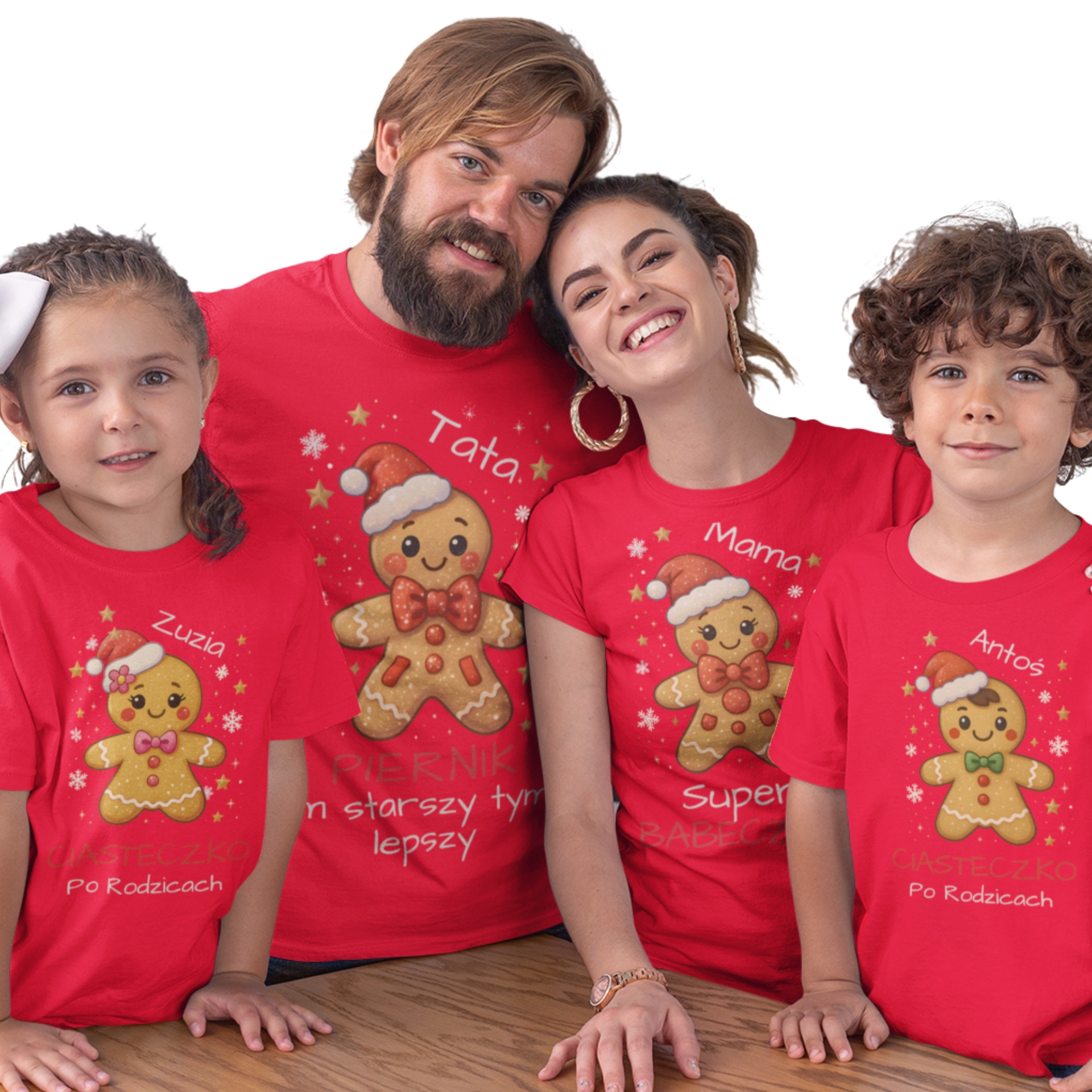 Vánoční trička Sada pro rodinu 2+2 na Vánoce Perníky Ciacho Jména