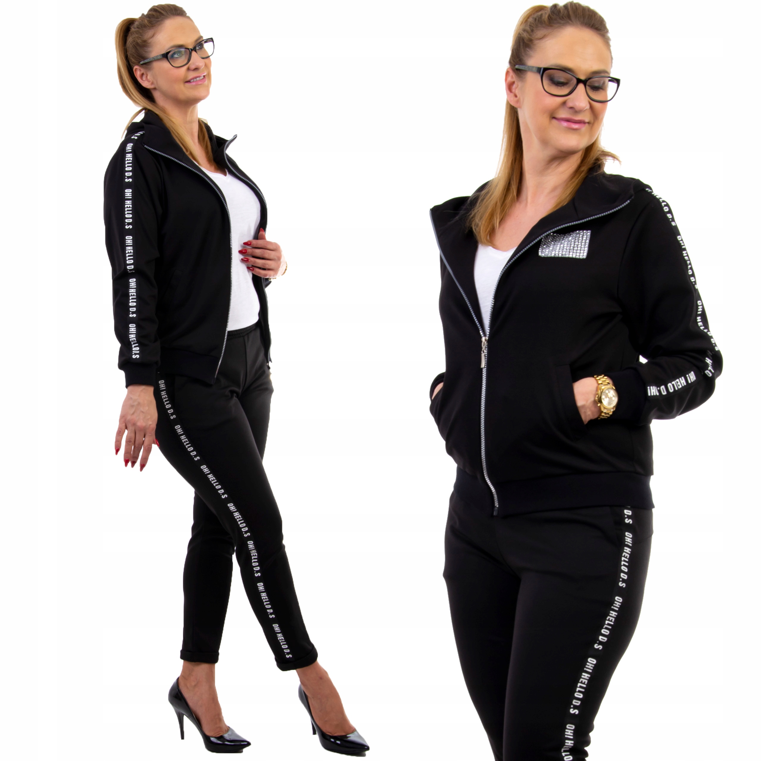 

Z174 Dres Z Kapturem z Lampasem Czarny r 36