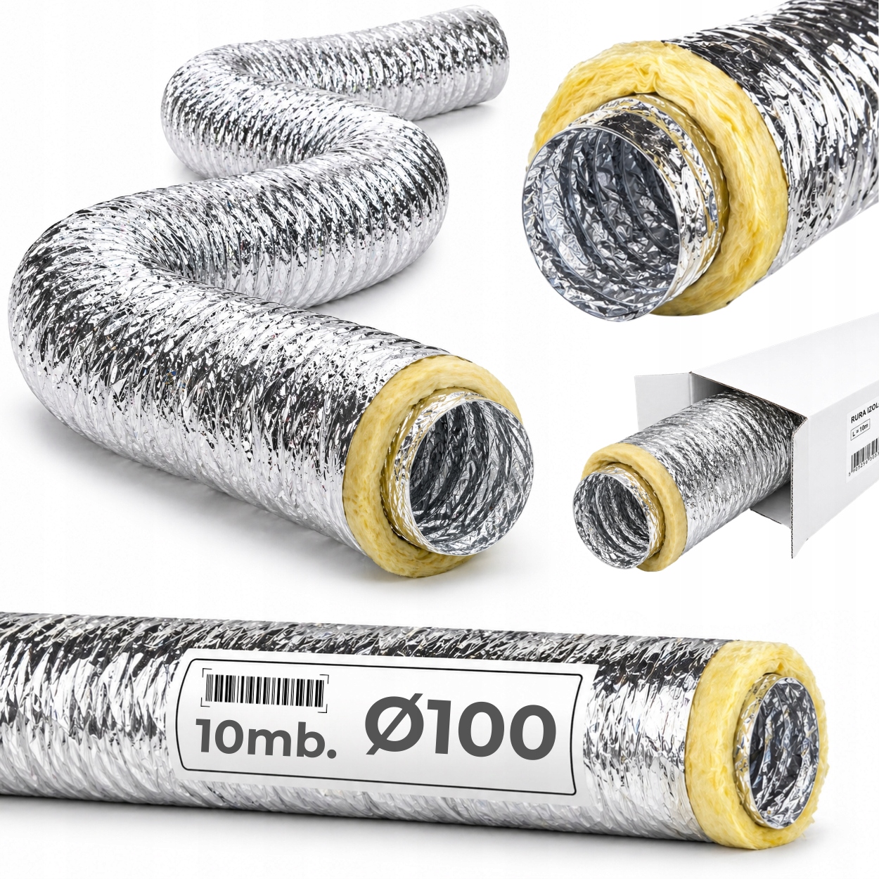 Ventilační kanál Thermoflex Izolovaný trubka spiro fi100/10 m +atest