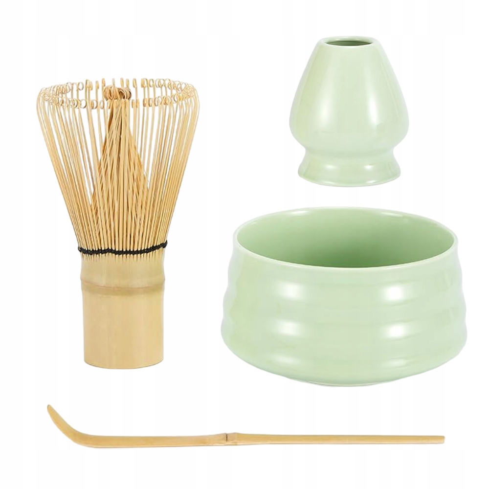 Levně Sada pro Matchu 4-dílná Bambusová Metla Miska Keramická Rukojeť