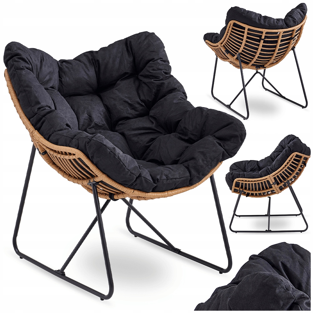 Zahradní odpočinkové křeslo Na Terasu Zahrada do obývacího pokoje Černá Fin