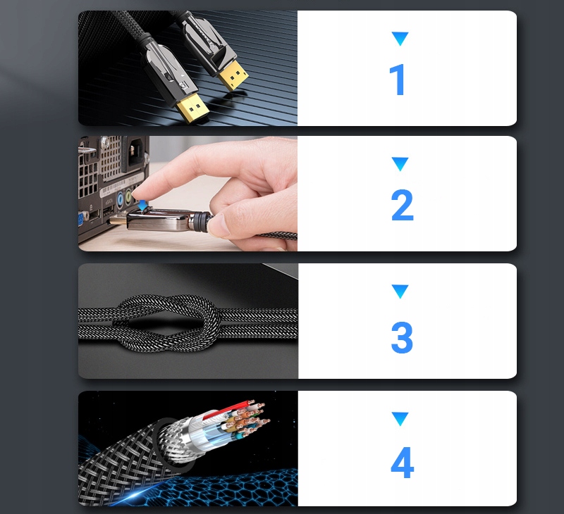VENTION DisplayPort DP 1.4 8K 32.4Gbps Oplot 1m Długość kabla 1 m