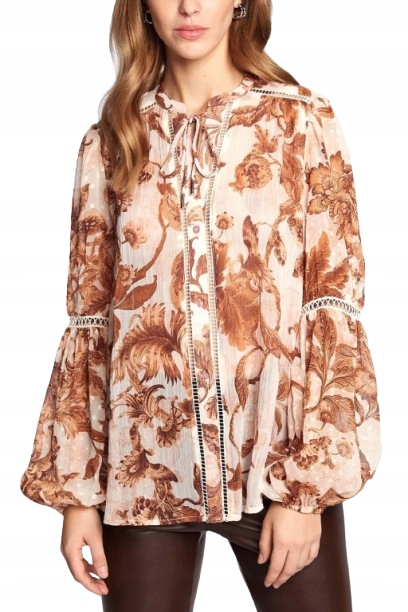 Guess Dámská Hnědá Průsvitná Vzorovaná Halenka Xs Gnb