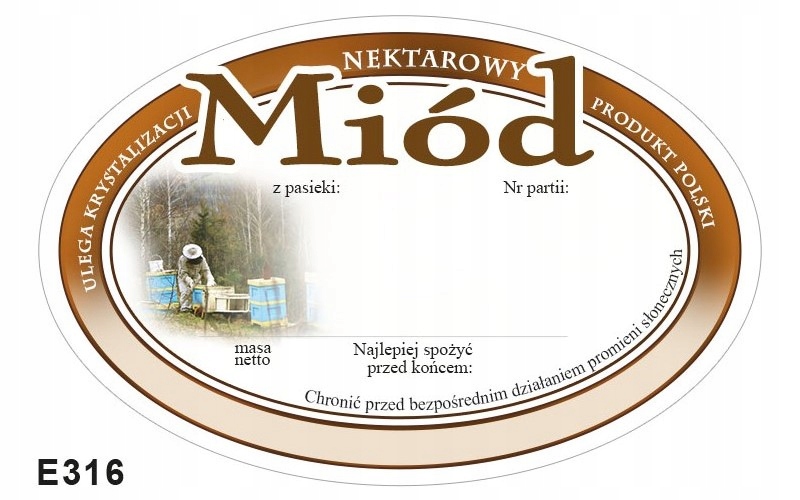 

Etykieta naklejka na miód (92x60) Tl 100szt E316