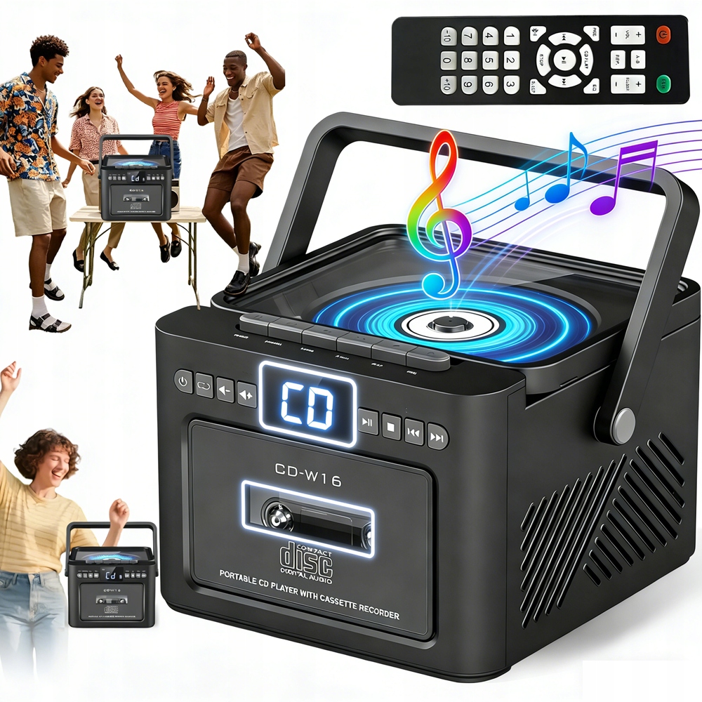 Reproduktor Boombox S CD Přehrávačem Kazet, Fm Rádio, Bluetooth 5.1