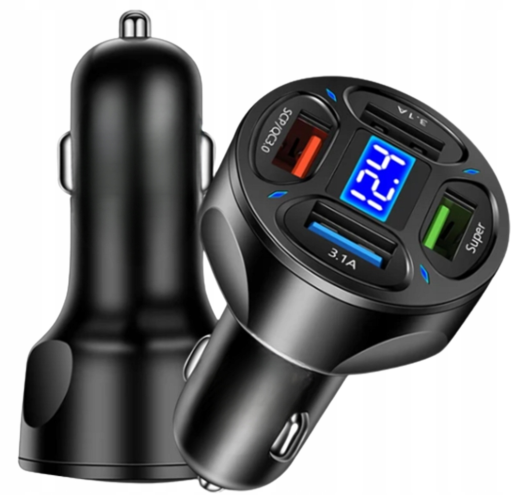 Szybka mocna ładowarka samochodowa QC 3.0 4 porty USB