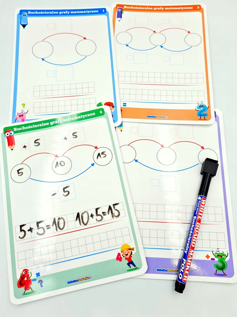 Karty Pracy MATEMATYCZNE GRAFY (suchościer.+pisak) Nośnik książka papierowa