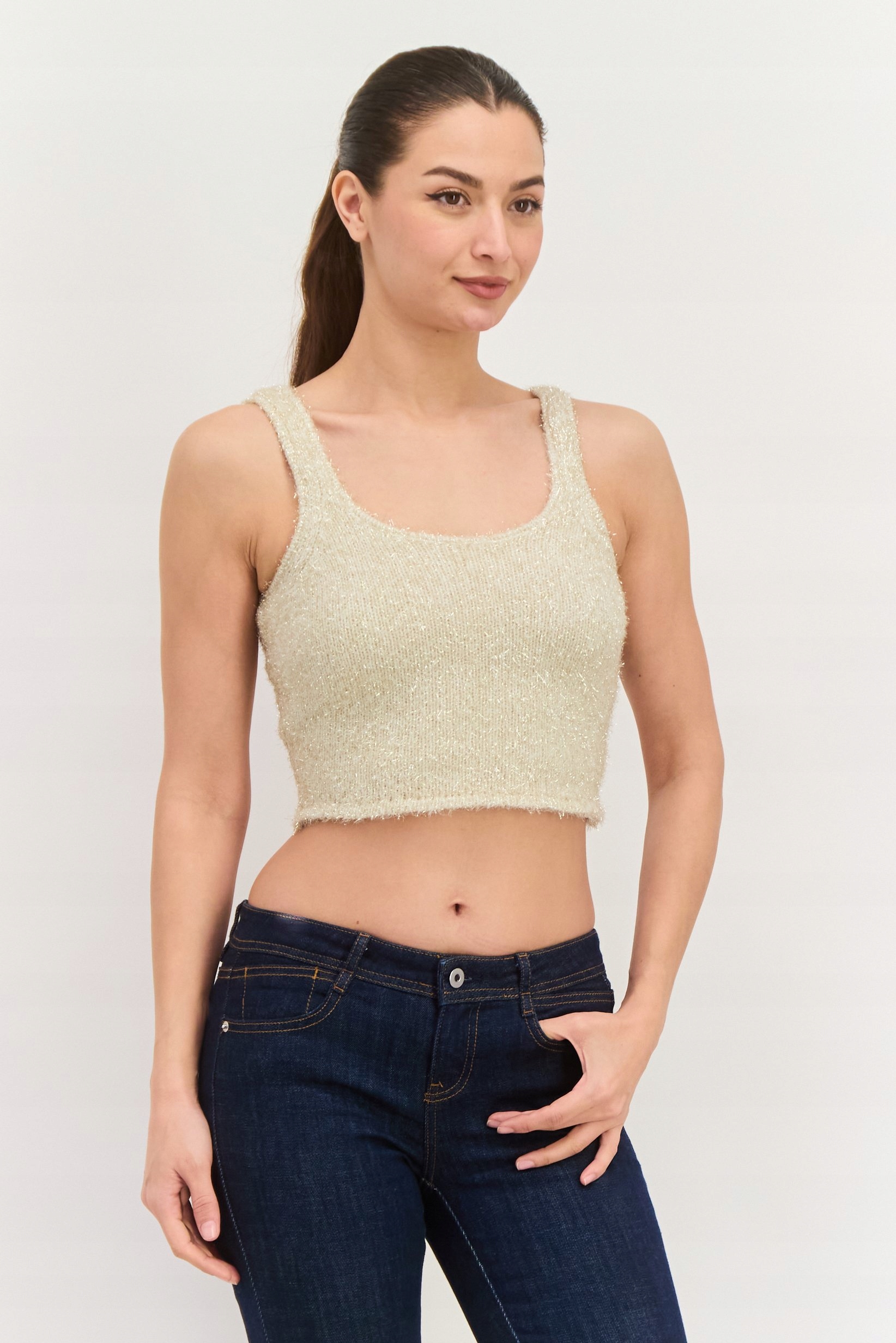 Guess Halenka Na Ramínkách Z Lesklého Úpletu L G_a