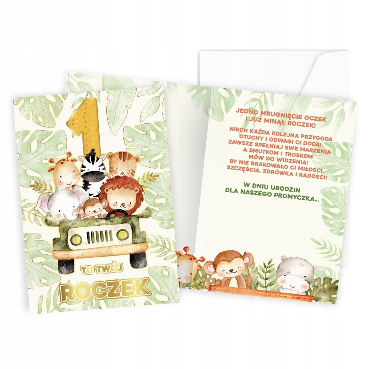 KARTKA 1 URODZINY ROCZEK ŻYCZENIA ZWIERZĄTKA
