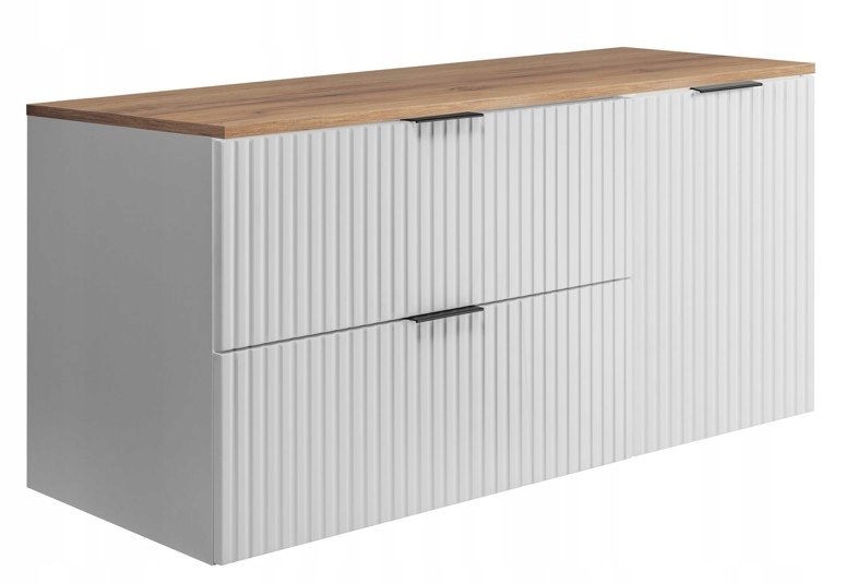 Koupelnová skříňka pod umyvadlo 100 Bílá Dub cm Módní Ryflovaná čela Mdf