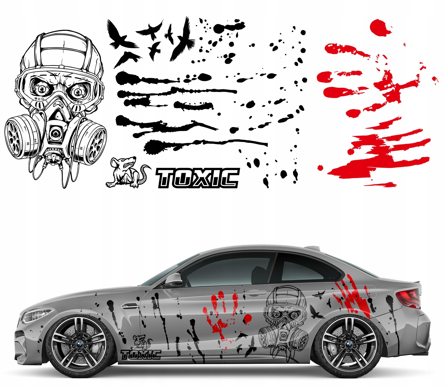 2x Samolepka na auto Motiv Toxic Kleksy 91x229 Cm