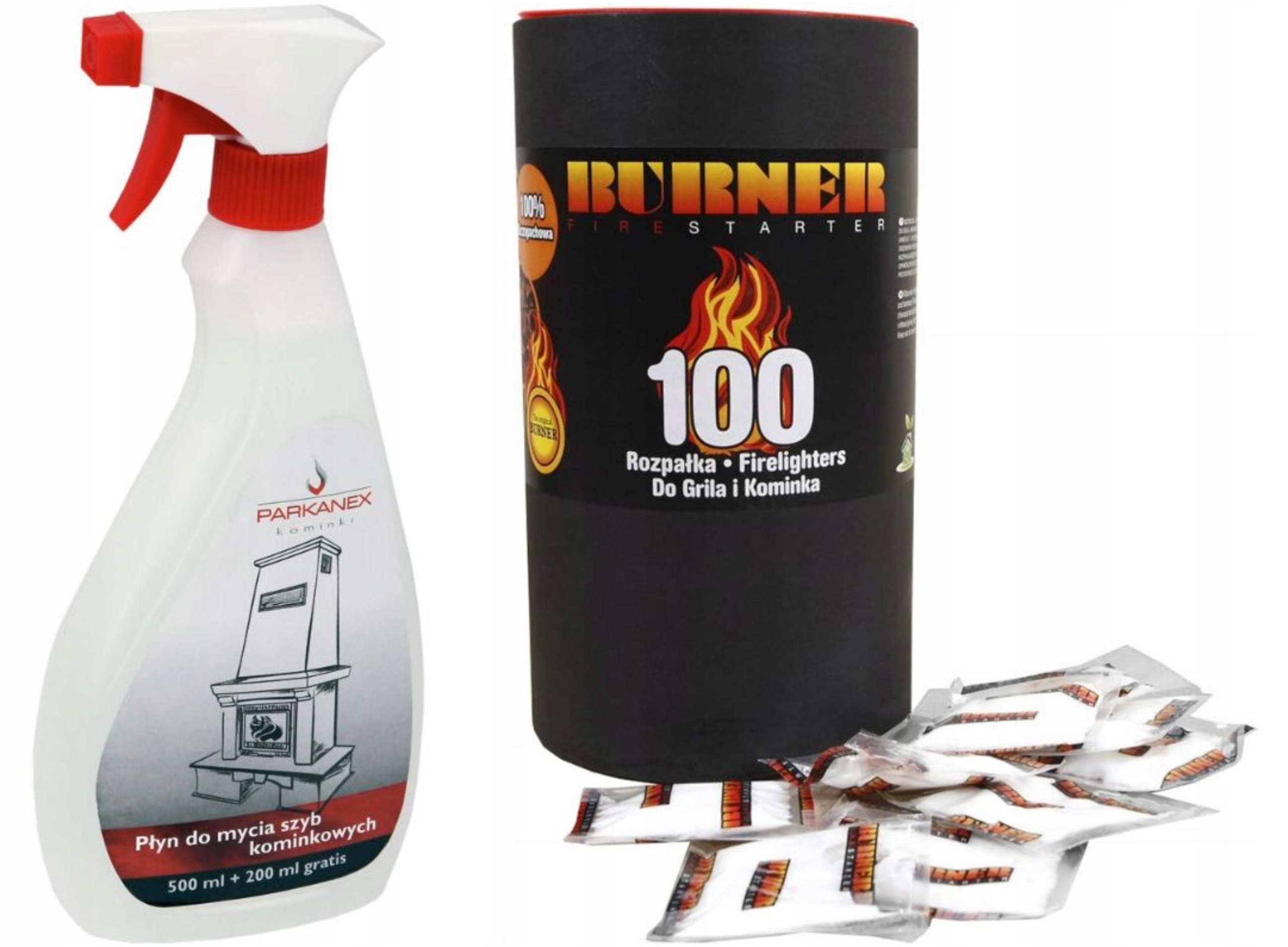 Štartovacia Sada Do Krbu Podpaľovač Burner 100 Ks Tekutina Na Sklo 700 ML