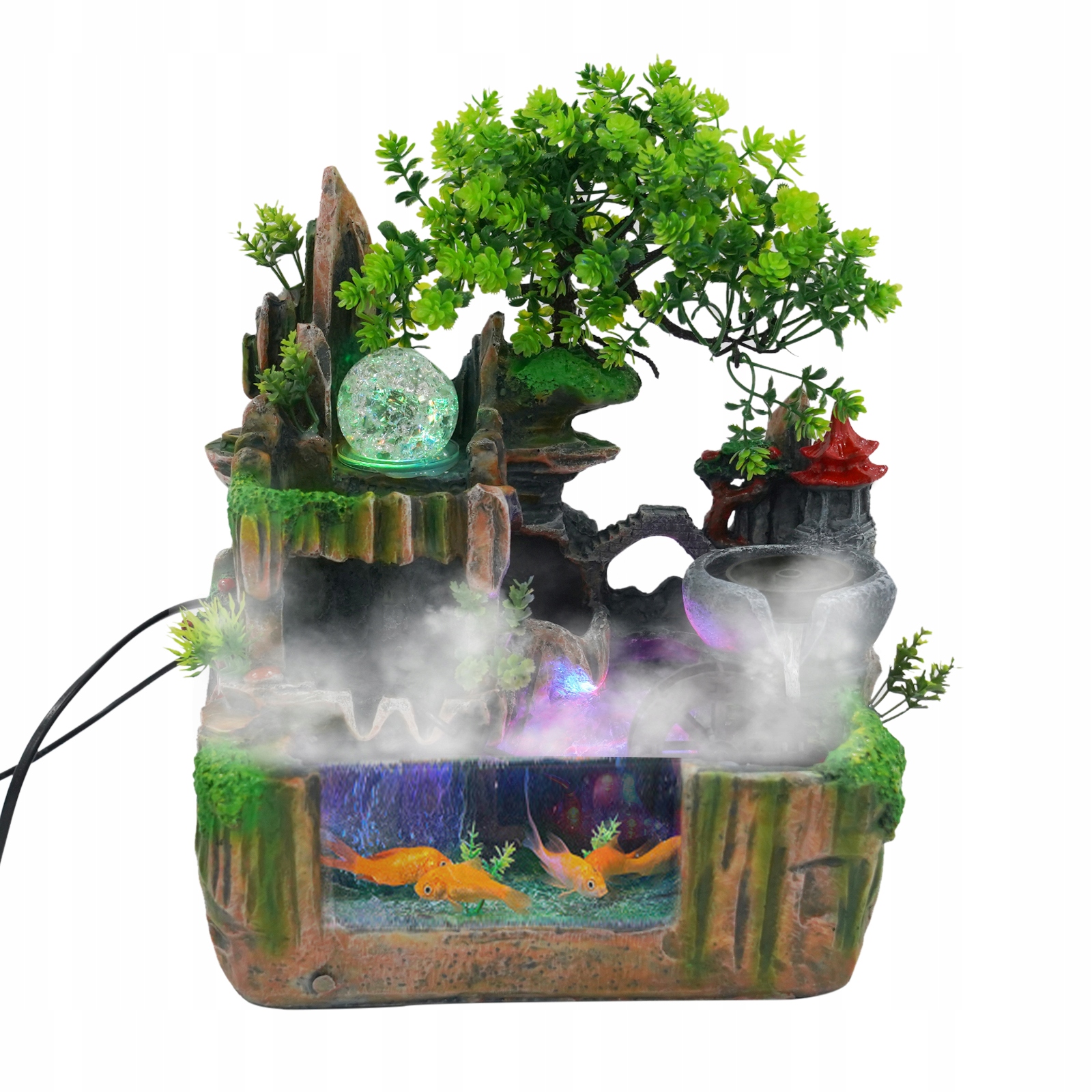 OZDOBY Z ŻYWICY ROCKERY Z MGŁĄ 220V Typ fontanna (pompa)