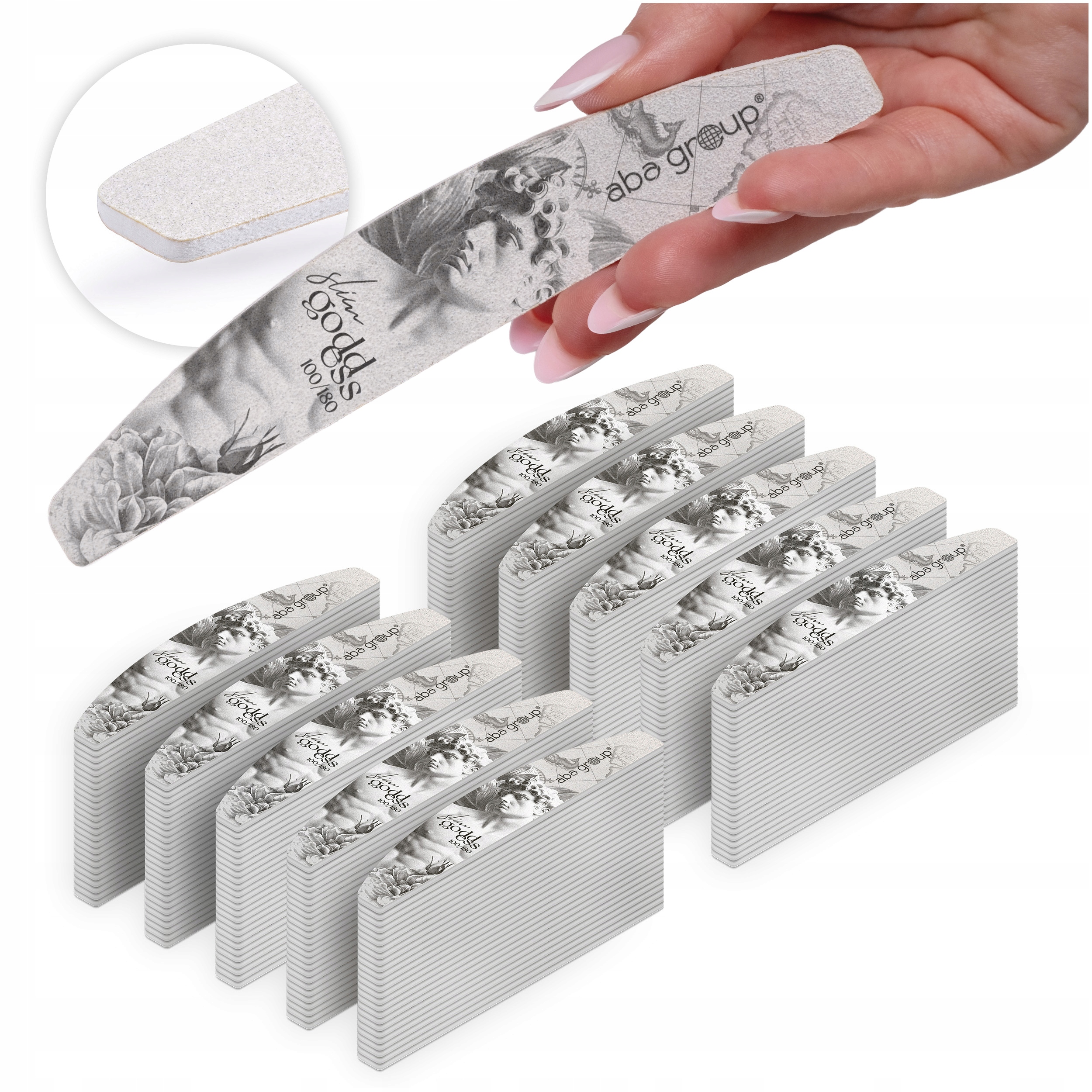 pilník na nehty Loďka 100/180 Slim Sada 250 ks Goddess Aba Group