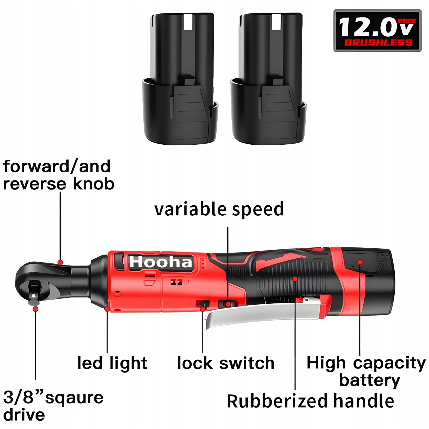 KLUCZ GRZECHOTKA UDAROWY 3/8'' AKUMULATOROWY BEZSZCZOTKOWY DO KÓŁ 12V 2xAKU Prędkość obrotowa 230 obr./min