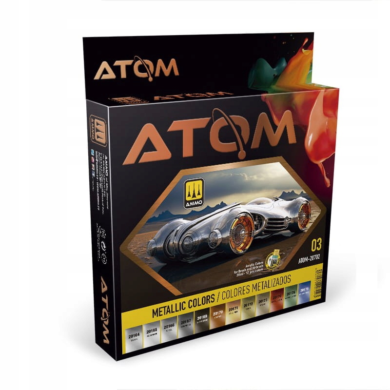 Ammo Mig 20702 Sada barev Atom Metallics Colors
