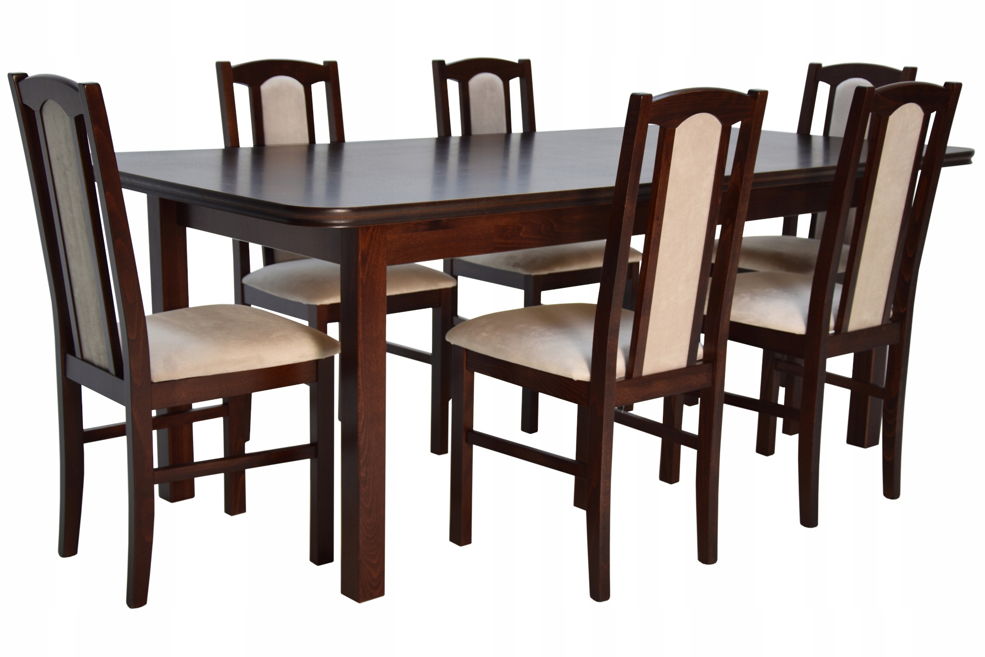 6 krzeseł do kuchni i stół rozsuwany MDF frezowany