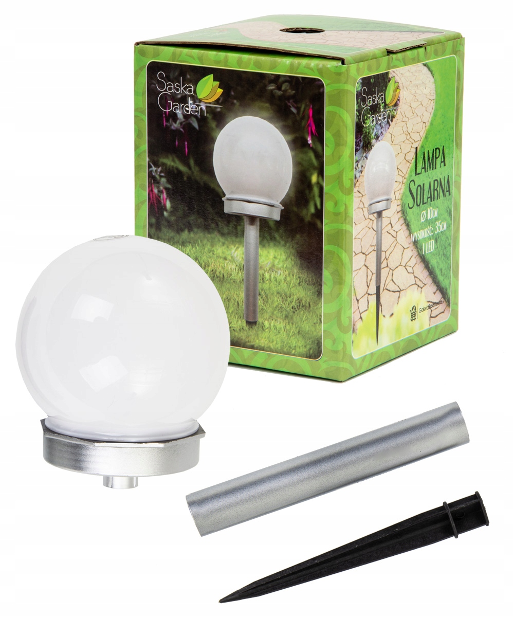 OGRODOWA LAMPA SOLARNA LED 10cm KULA BIAŁA MLECZNA OZDOBA DEKORACJA Marka Saska garden