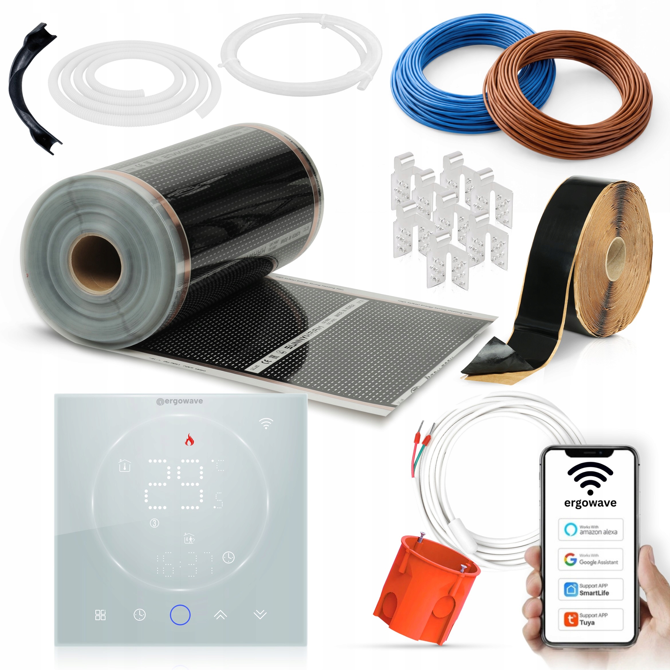 Fólie o výkonu 140 W s termostatem Wifi je součástí balení