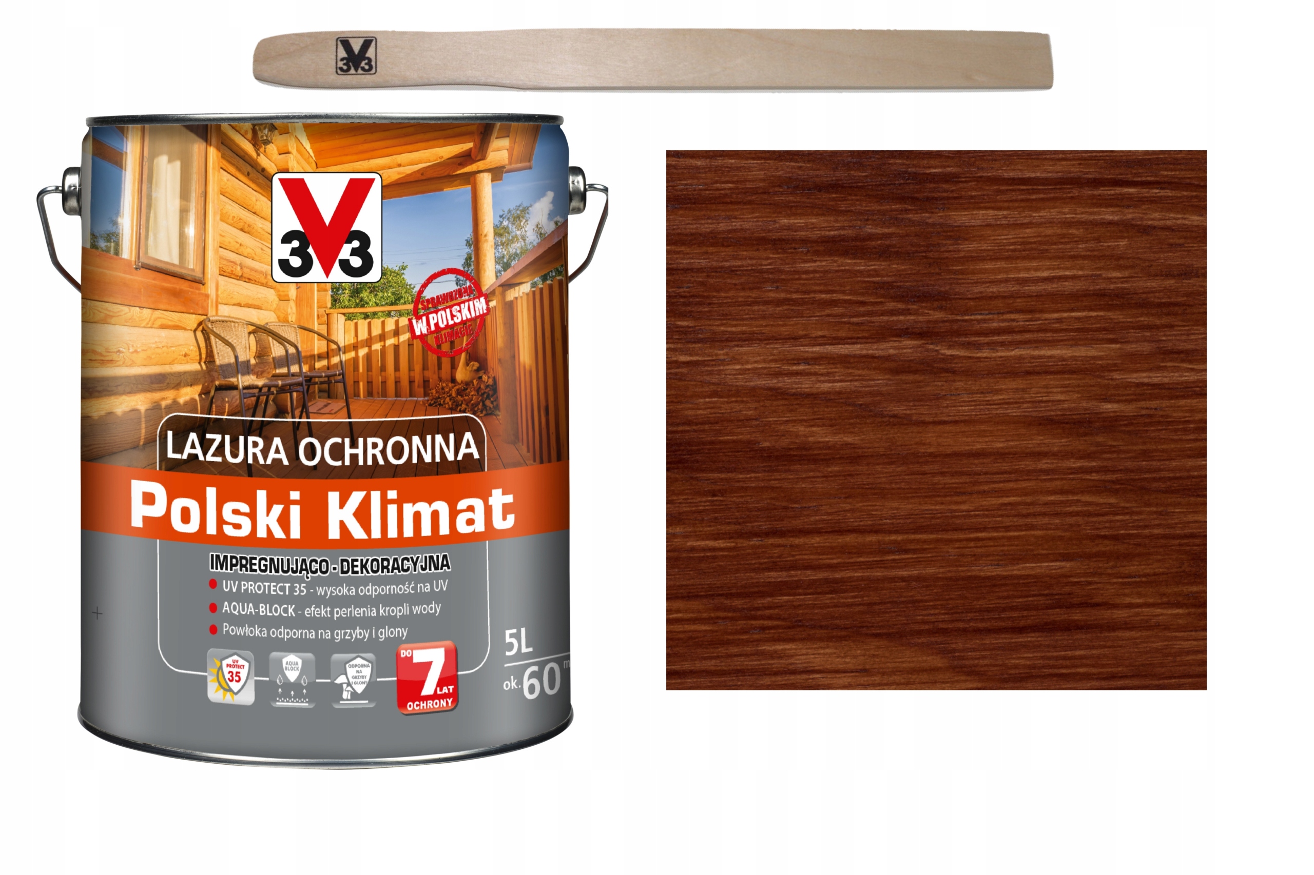 

Lazura V33 Polski Klimat 7 lat Drewno Egzotycz. 5L