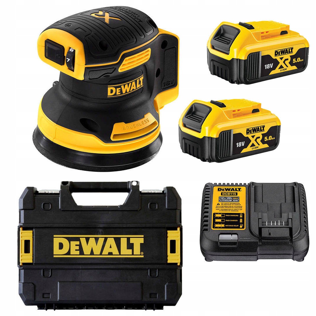 Dewalt DCW210P2 Szlifierka Mimośrodowa Akumulatorowa Ako 2x5Ah 125mm 18V